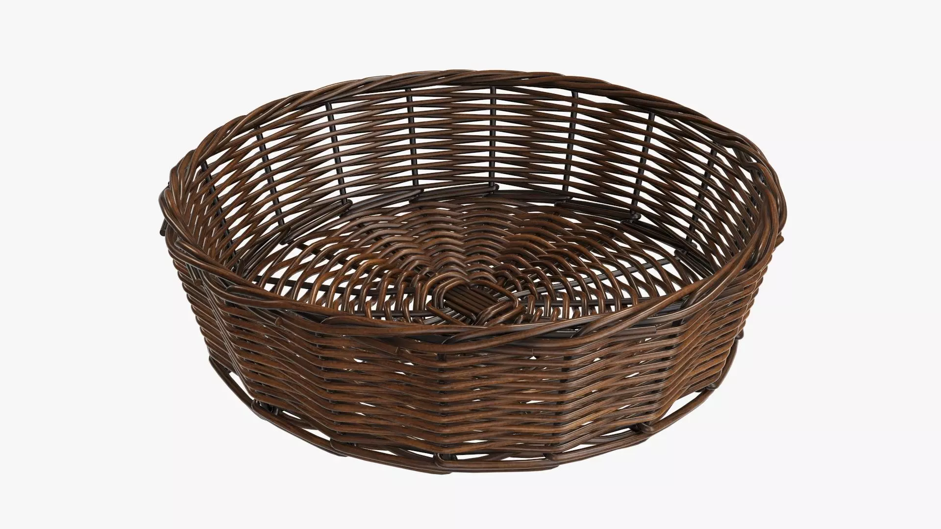 Wicker basket round dark brown 3D model_0
