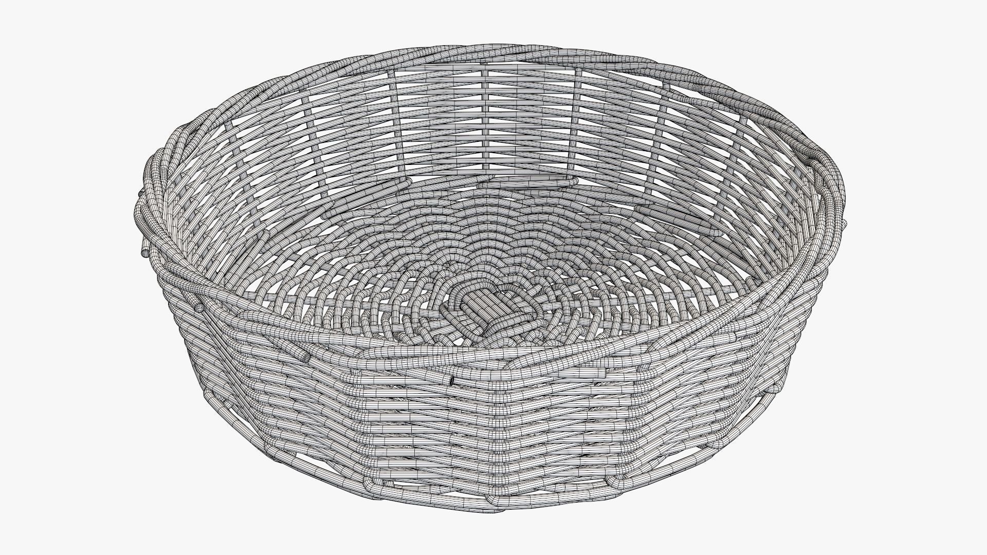Wicker basket round dark brown 3D model_6