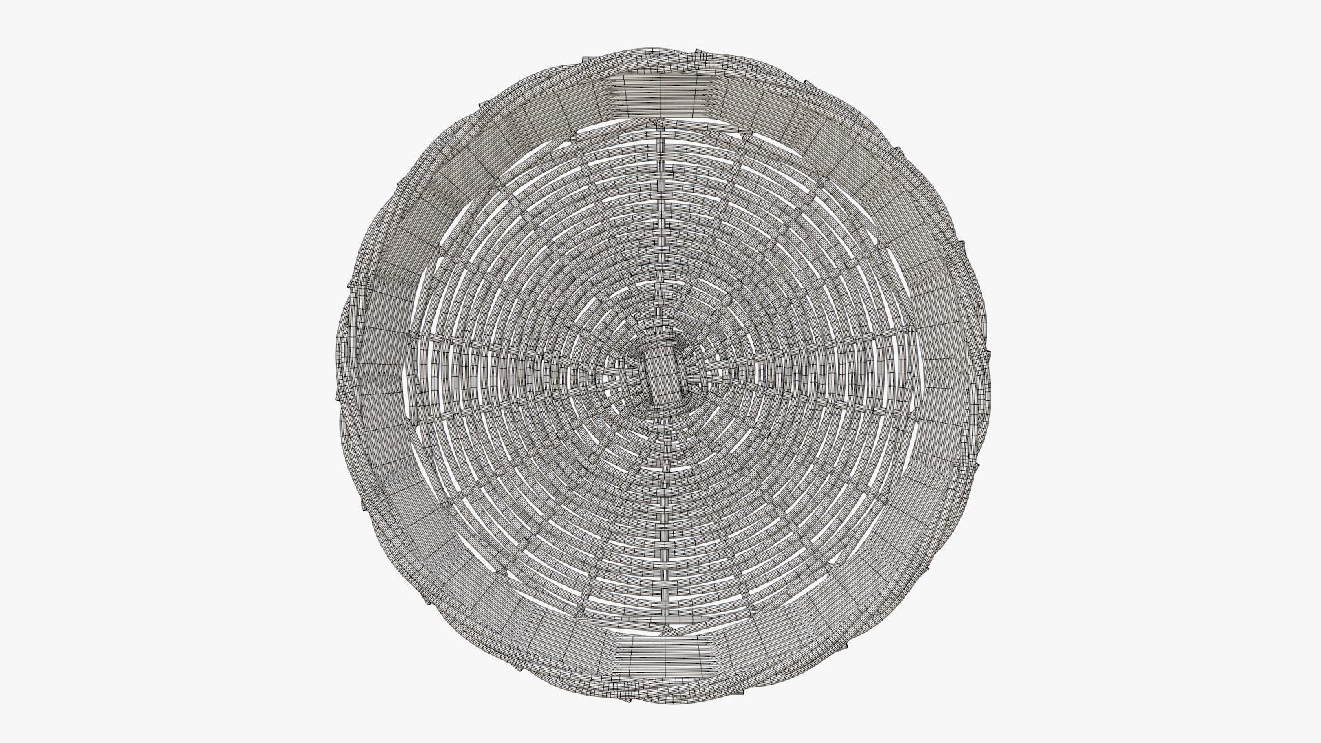 Wicker basket round dark brown 3D model_7