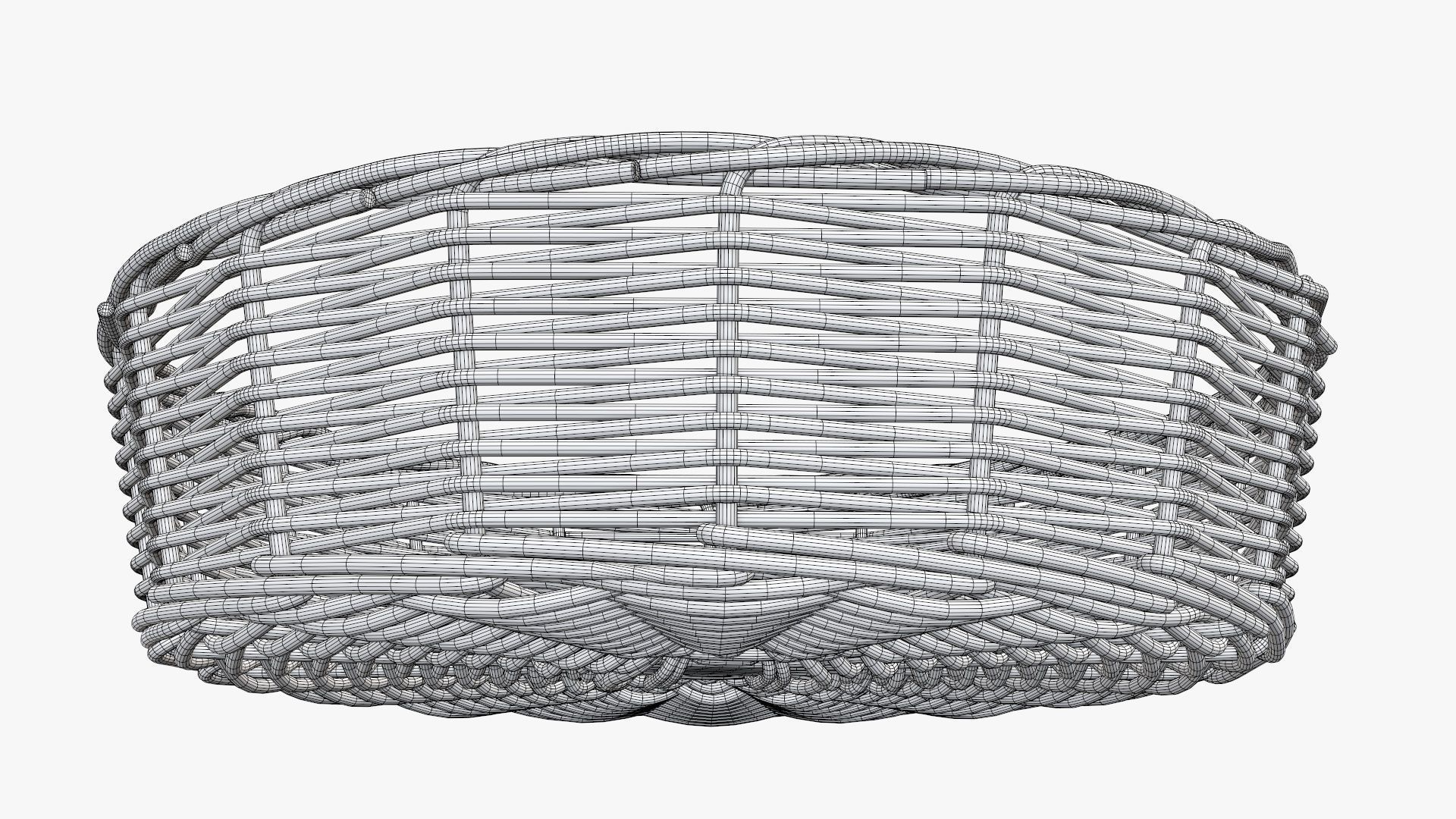 Wicker basket round dark brown 3D model_9