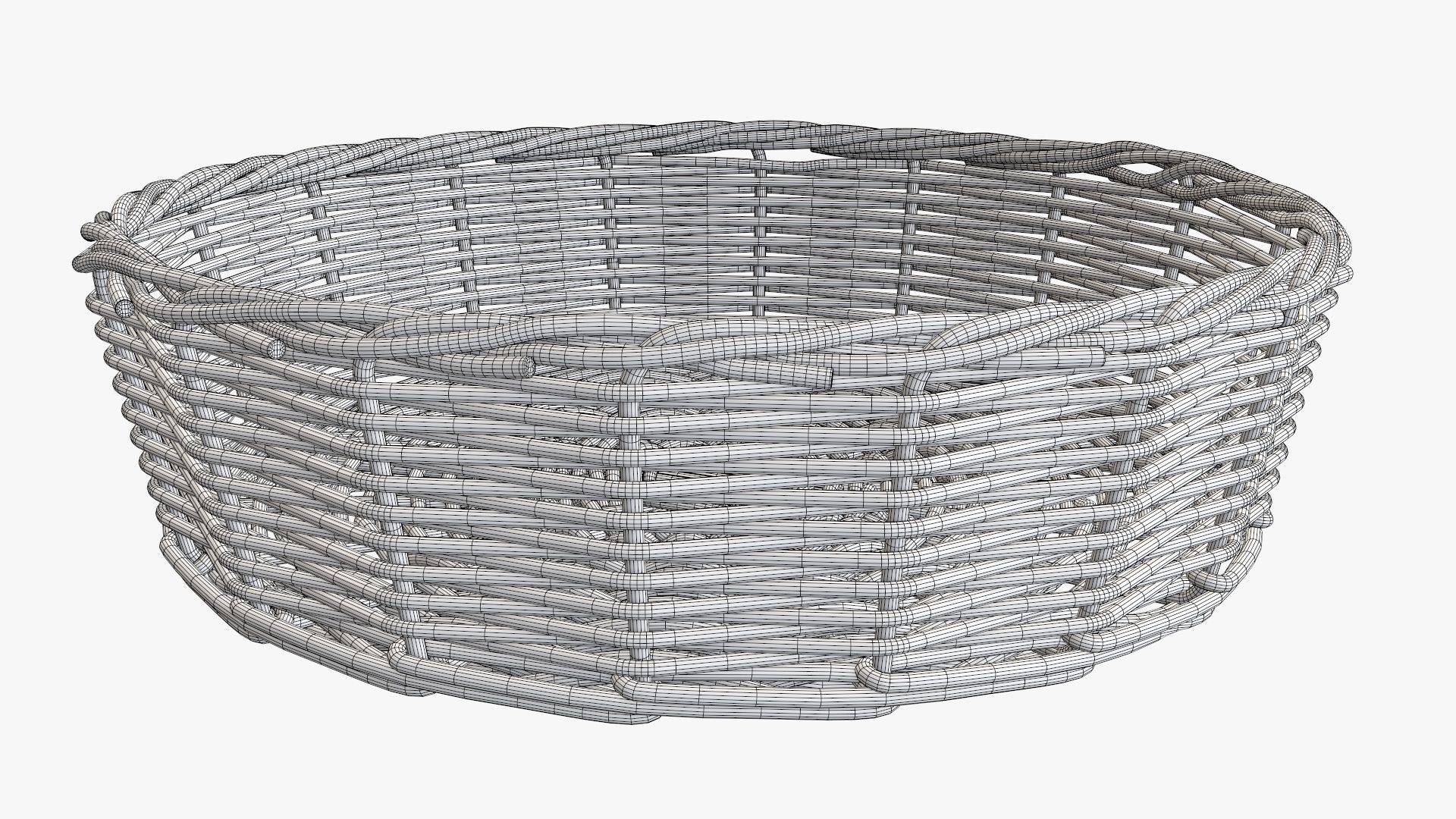 Wicker basket round dark brown 3D model_8