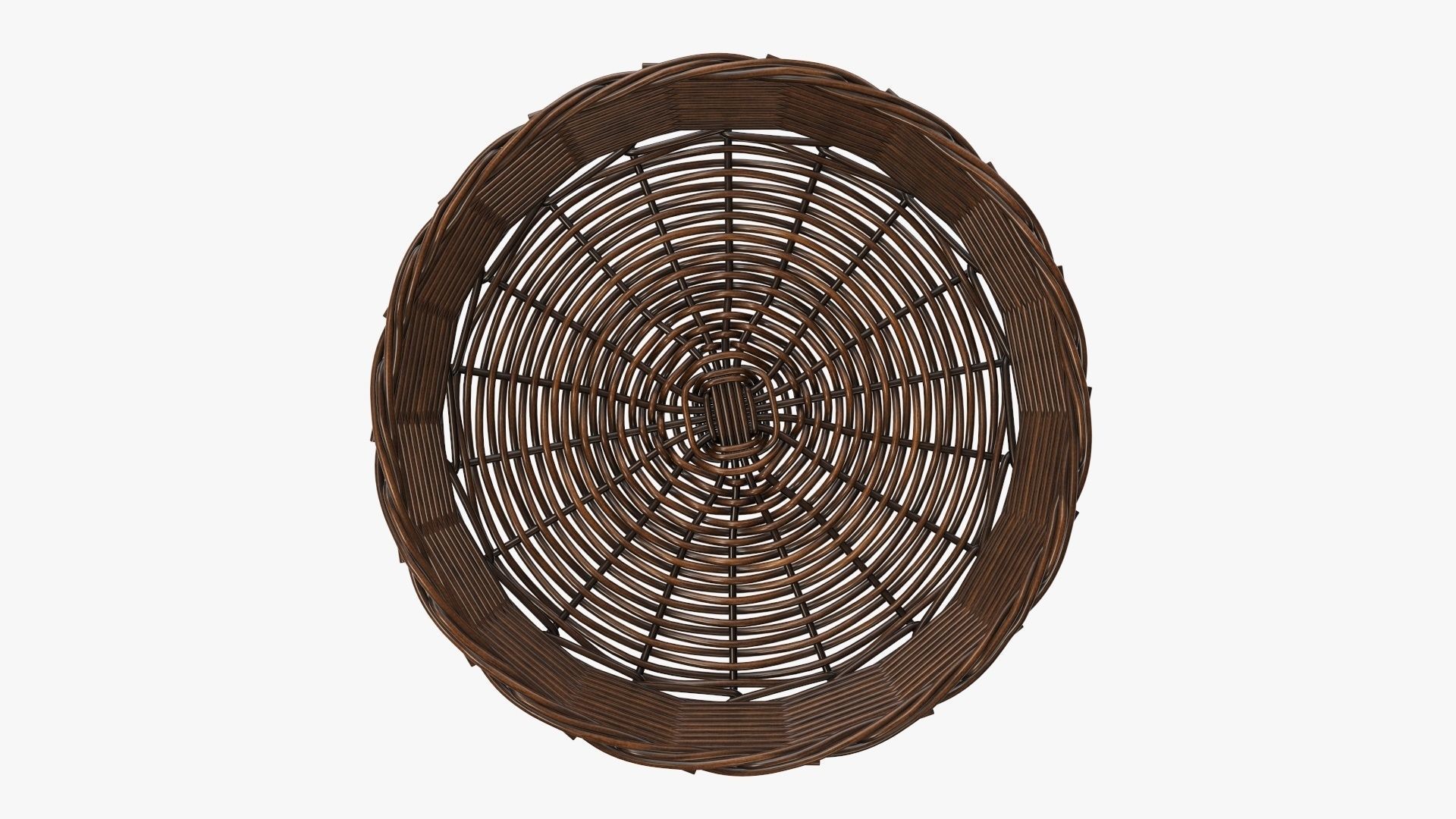 Wicker basket round dark brown 3D model_2