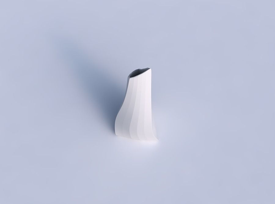 Vase twist grounded tilted triangle with bands 3D print model_1