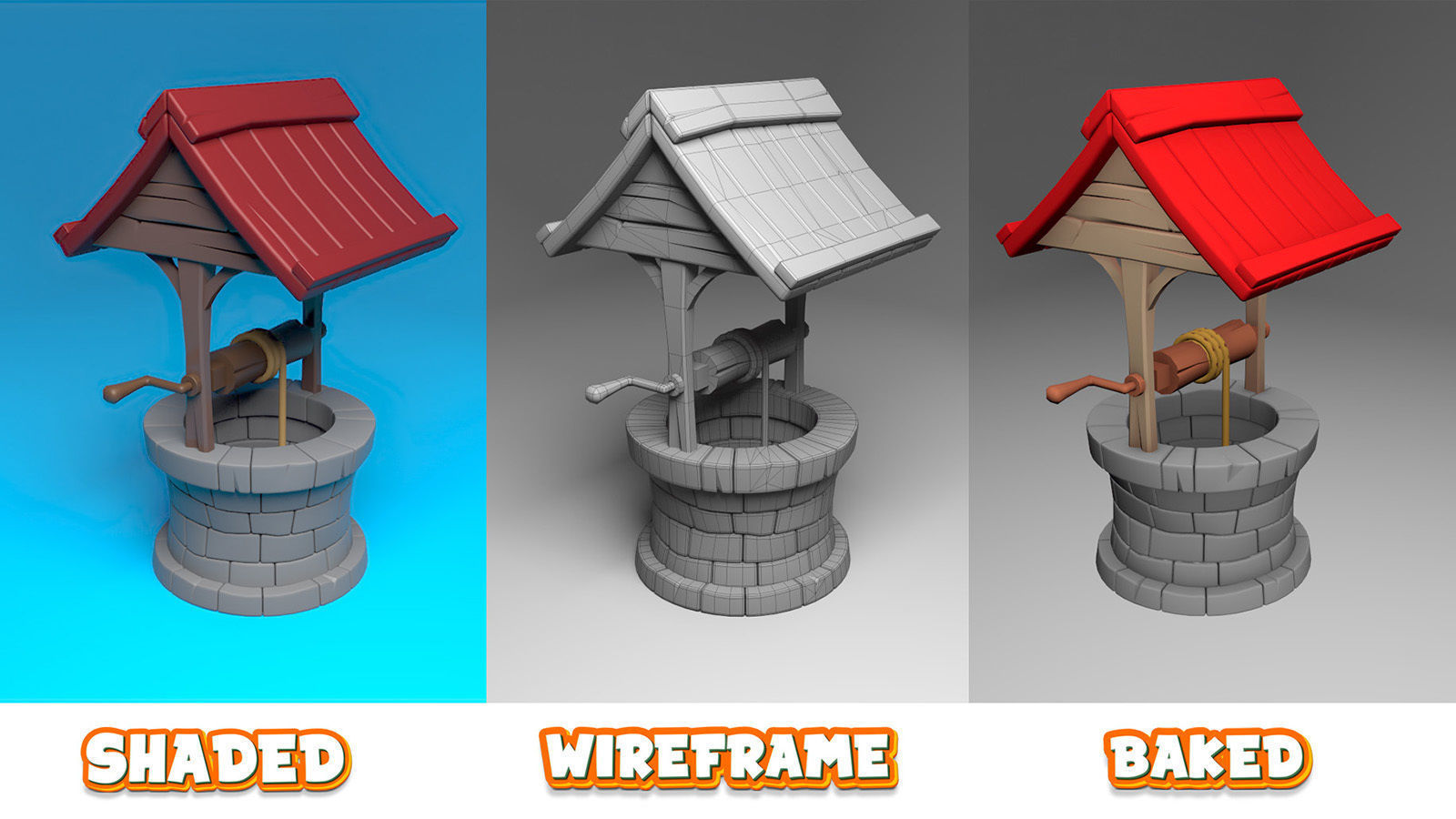 Simple Water Well - Game Ready 3D model_3