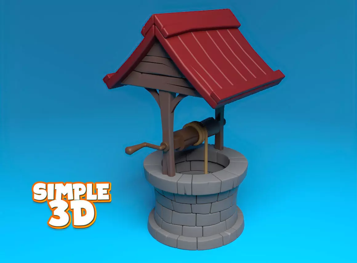 Simple Water Well - Game Ready 3D model_0