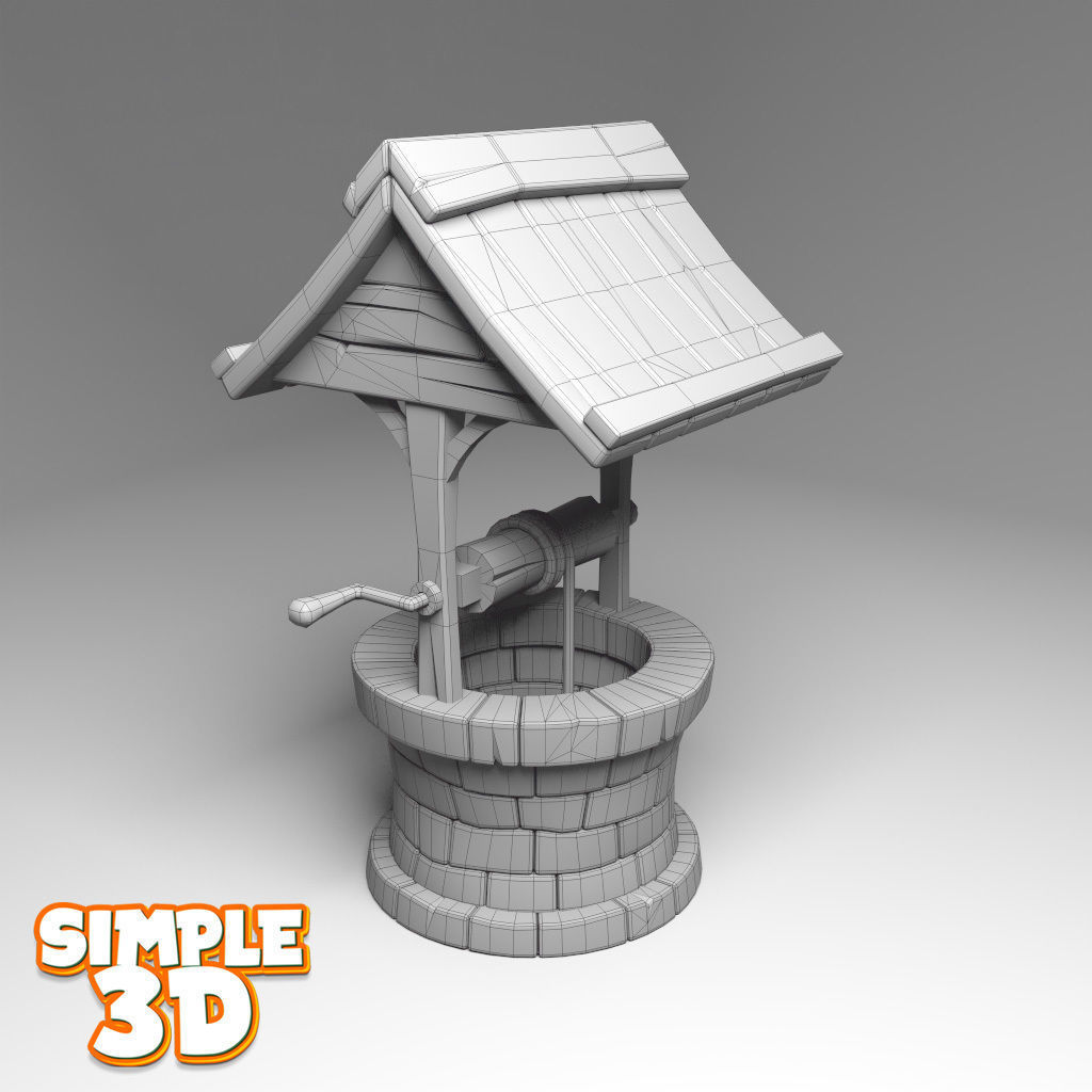 Simple Water Well - Game Ready 3D model_2