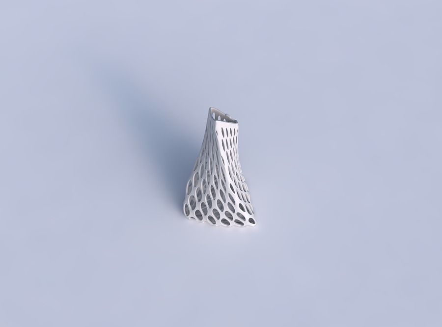 Vase twist grounded tilted triangle with bubble grid lattice 3D print model_1