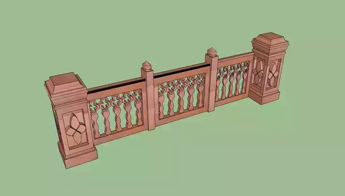 indian jodhpuri stone railing with balester 3d modal
