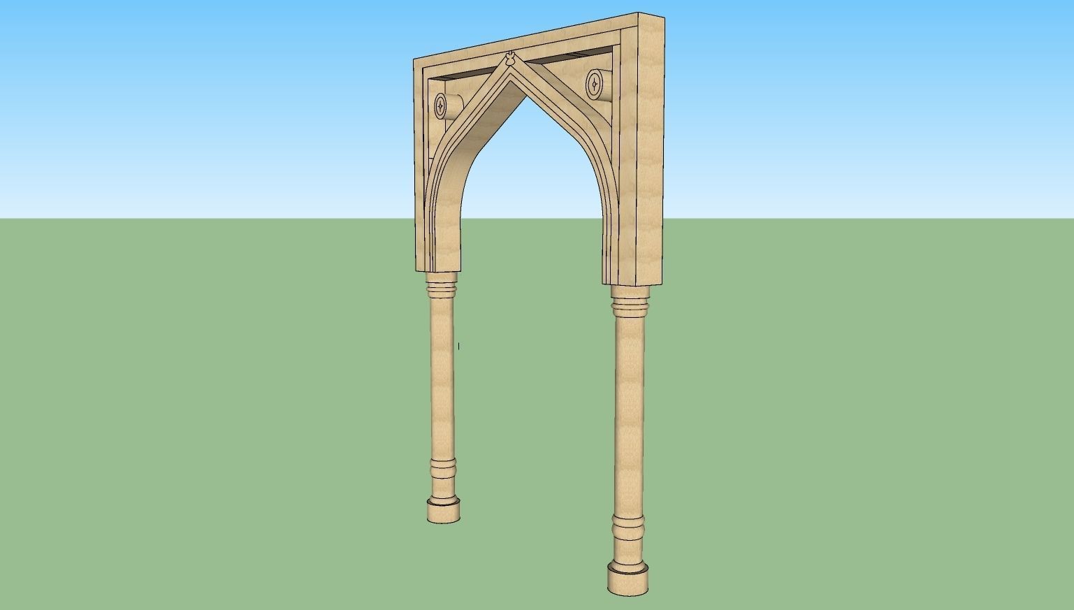 indian jodhpuri stone arch 3d modal Low-poly 3D model_2
