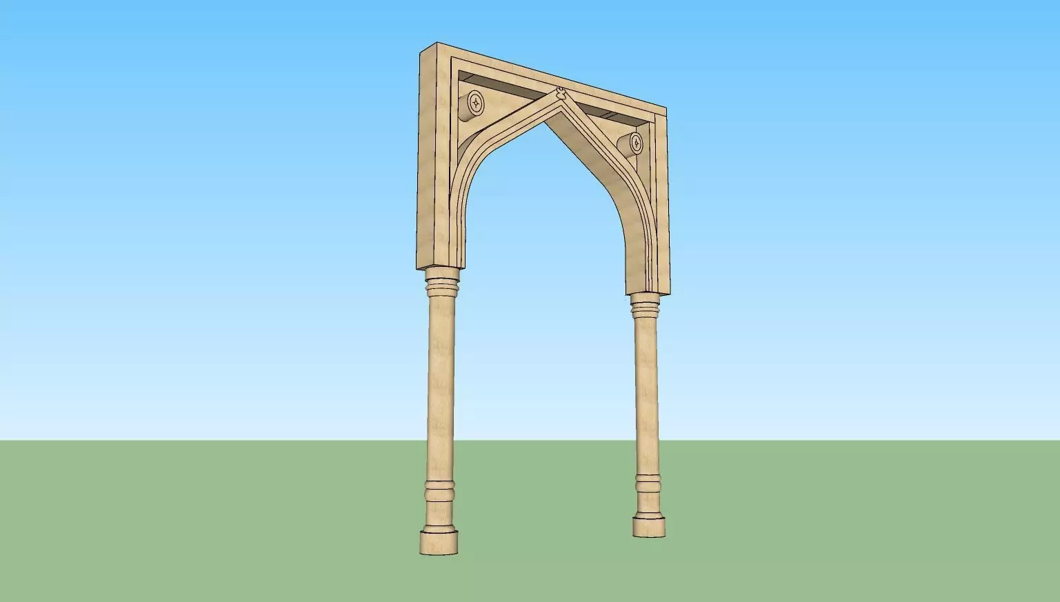 indian jodhpuri stone arch 3d modal Low-poly 3D model_0