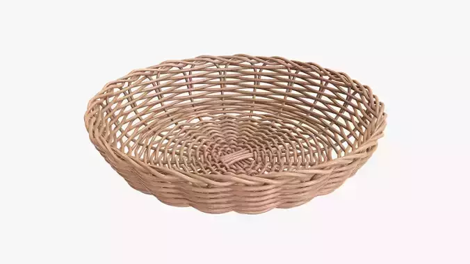 Wicker basket tray light brown 3D model
