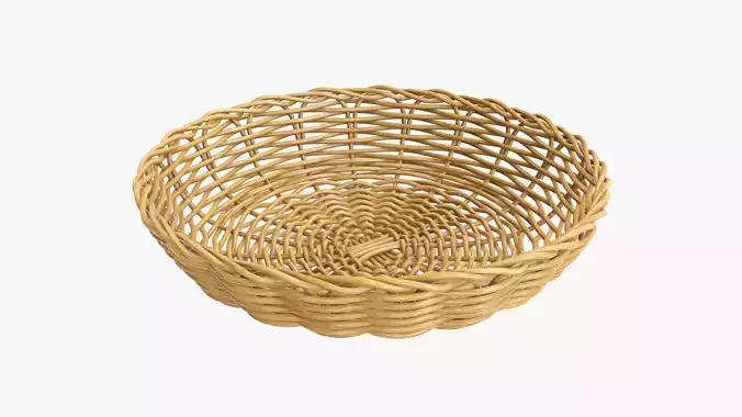 Wicker basket tray medium brown 3D model