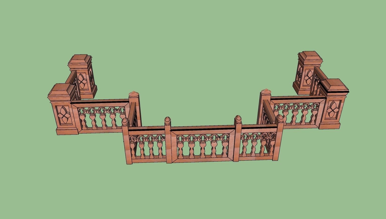 indian jodhpuri stone railing with balester 3d modal Low-poly 3D model_1