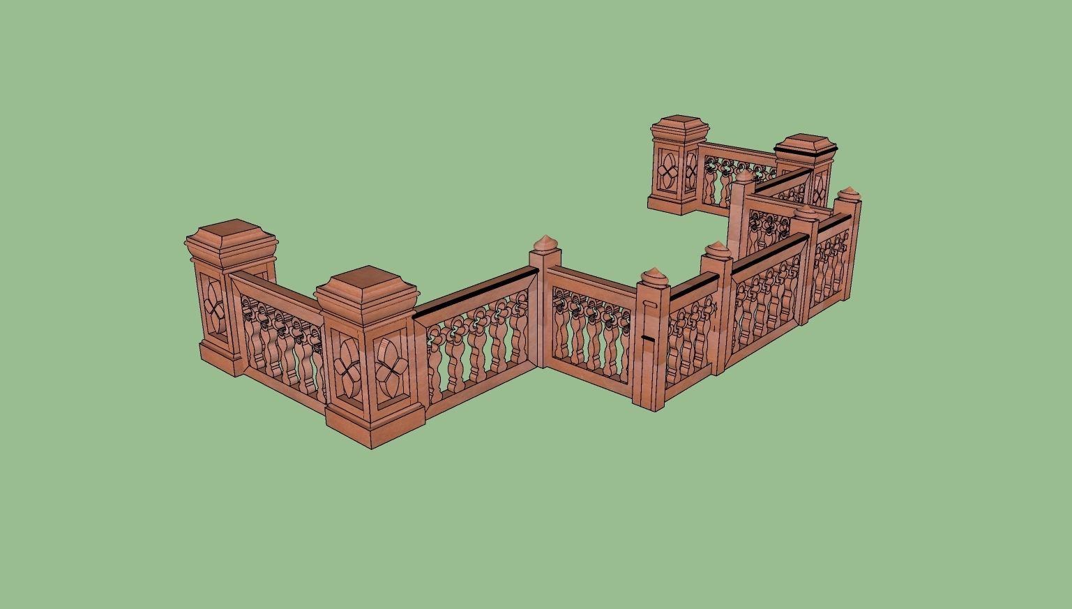 3D model indian jodhpuri stone railing with balester 3d modal VR / AR ...