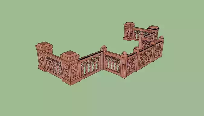 indian jodhpuri stone railing with balester 3d modal