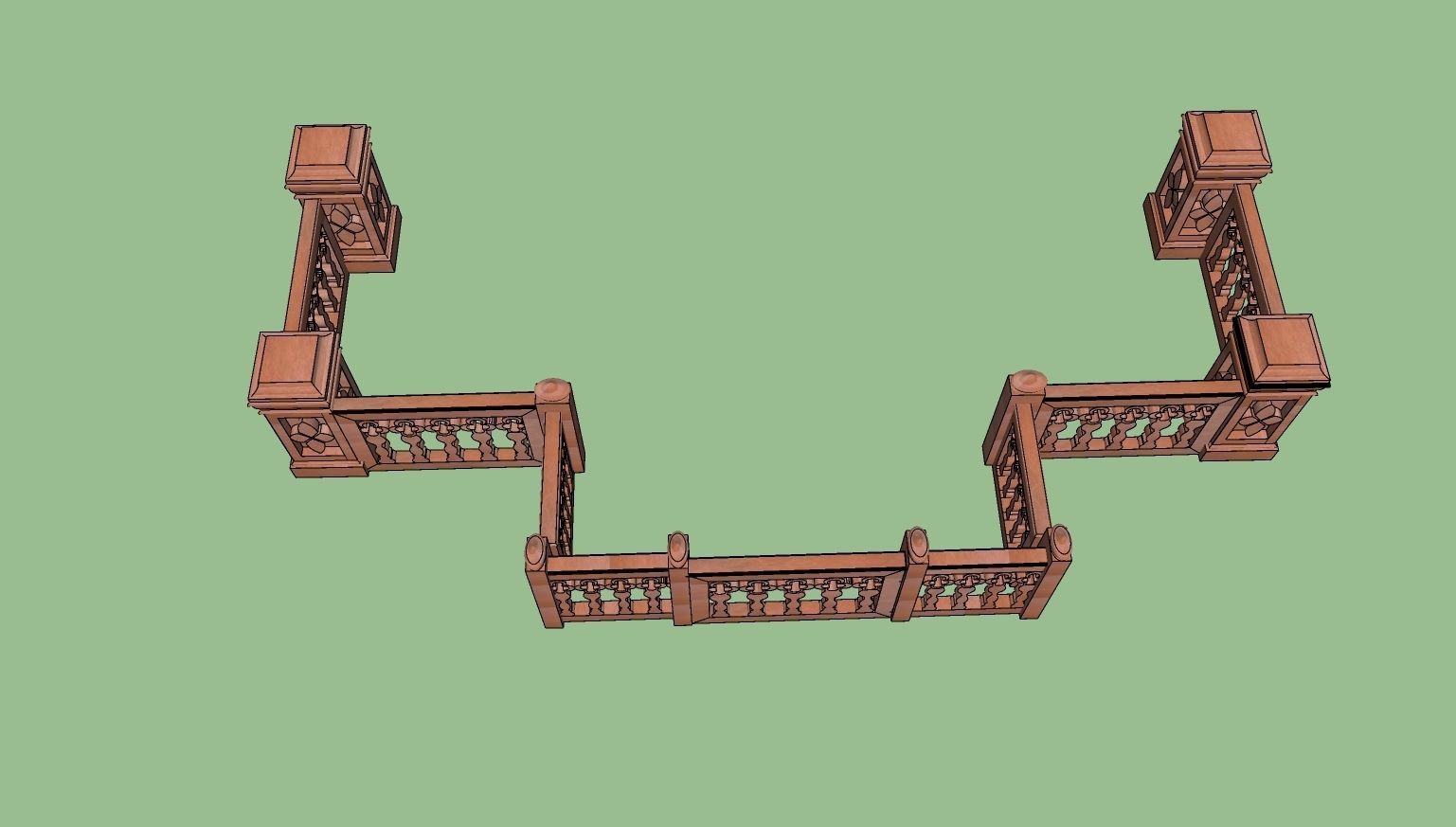 indian jodhpuri stone railing with balester 3d modal Low-poly 3D model_4