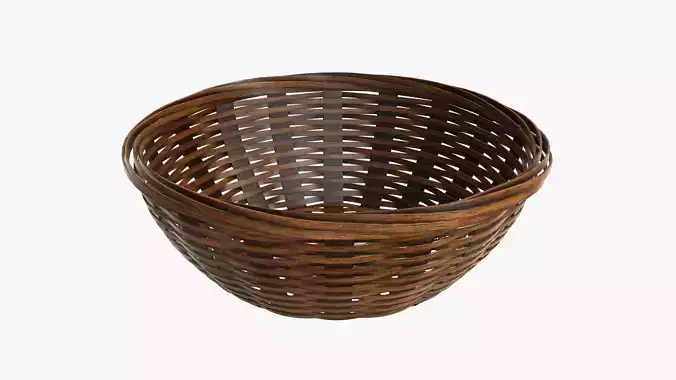 Wicker basket bowl with clipping path 2 dark brown
