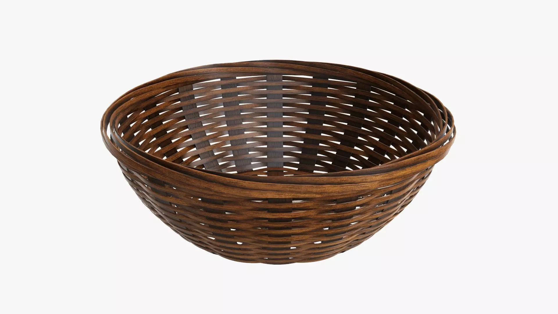 Wicker basket bowl with clipping path 2 dark brown 3D model