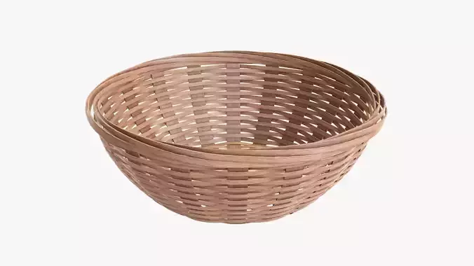 Wicker basket bowl with clipping path 2 light brown 3D model