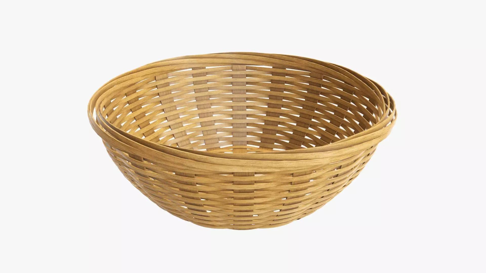 Wicker basket bowl with clipping path 2 medium brown 3D model