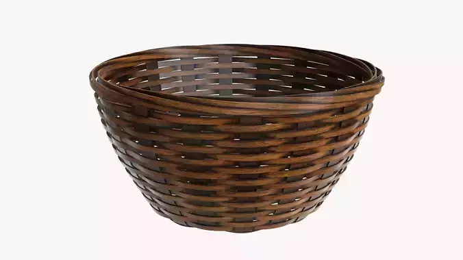 Wicker basket bowl with clipping path dark brown 3D model
