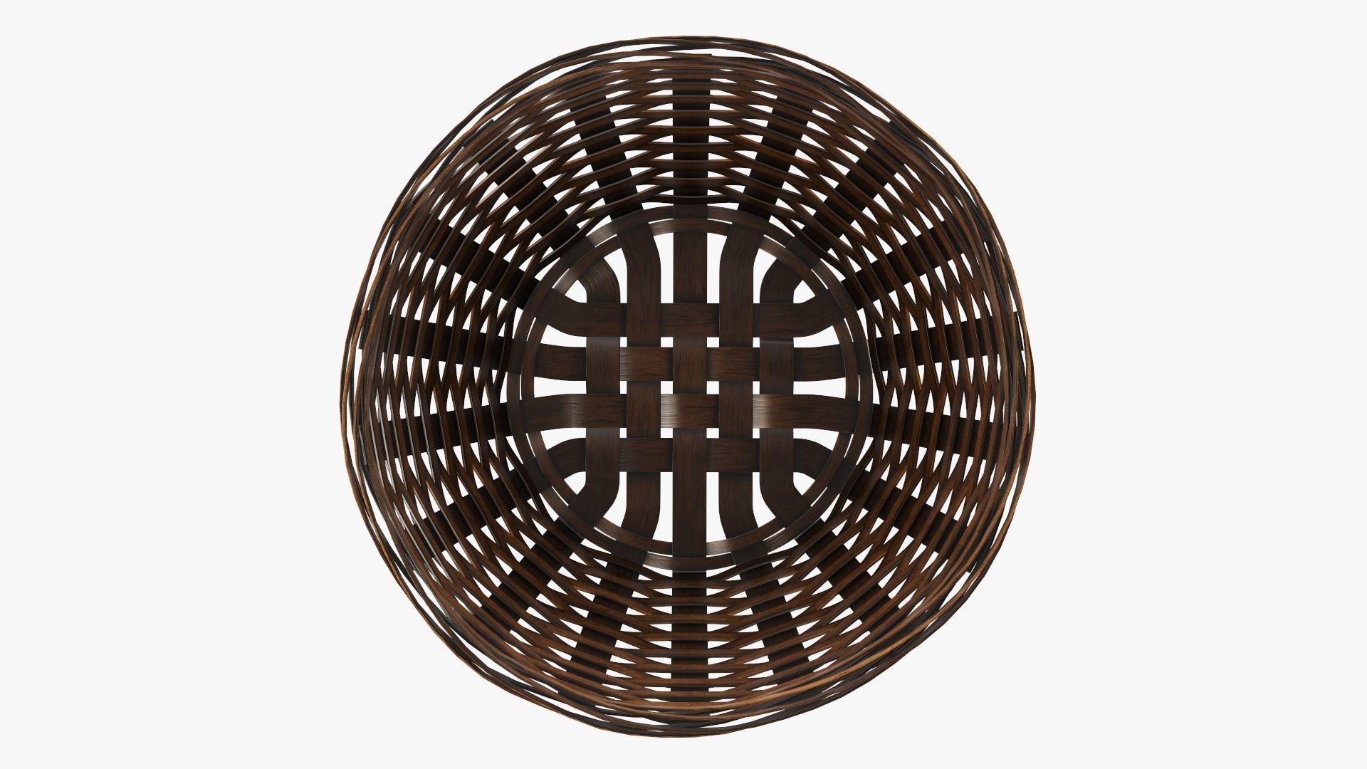 Wicker basket bowl with clipping path dark brown 3D model_2