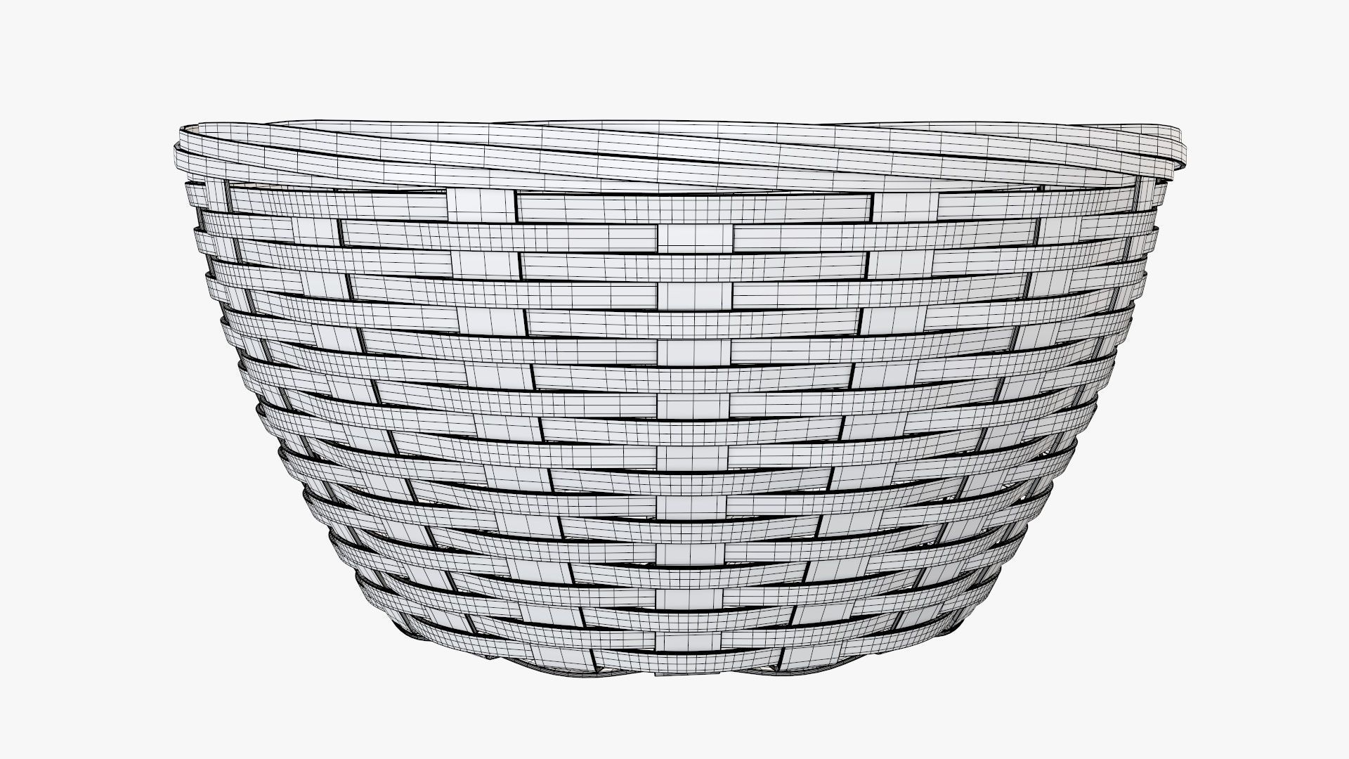 Wicker basket bowl with clipping path dark brown 3D model_6