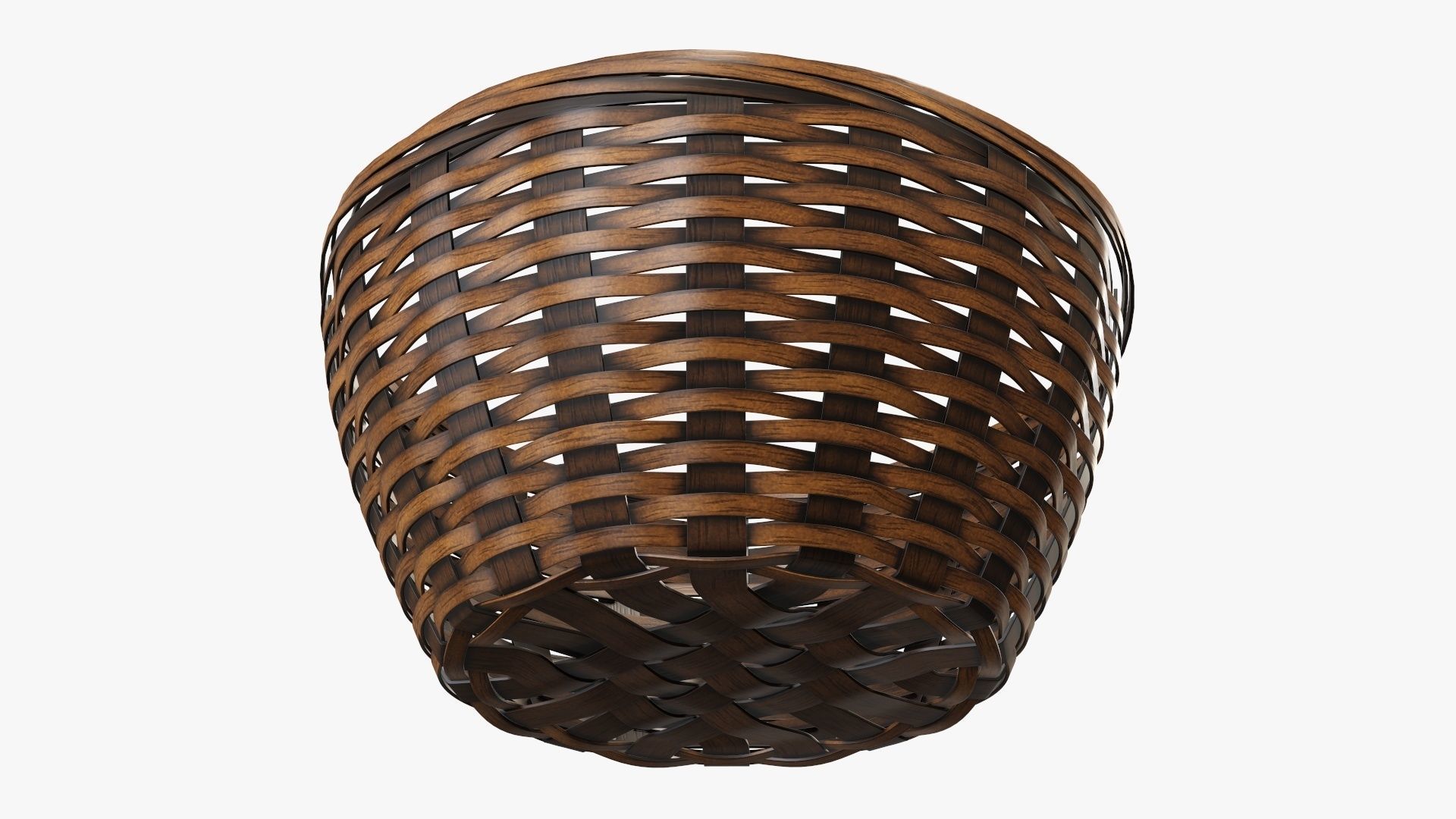 Wicker basket bowl with clipping path dark brown 3D model_4