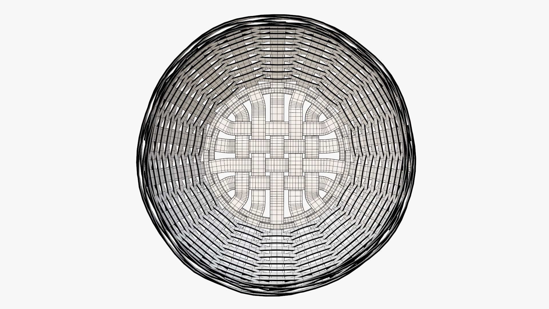 Wicker basket bowl with clipping path dark brown 3D model_7