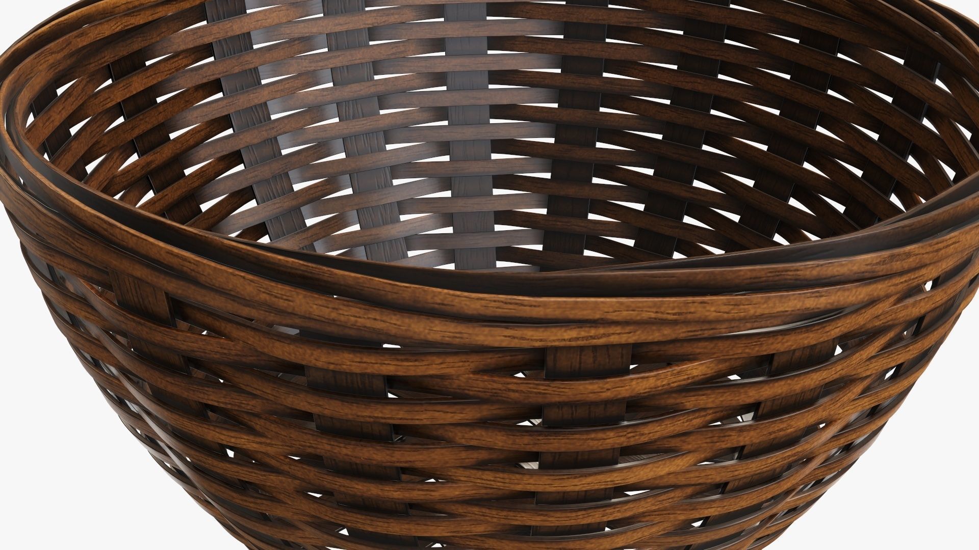 Wicker basket bowl with clipping path dark brown 3D model_3