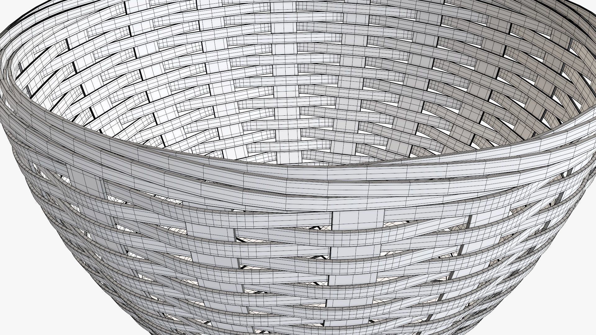 Wicker basket bowl with clipping path dark brown 3D model_8