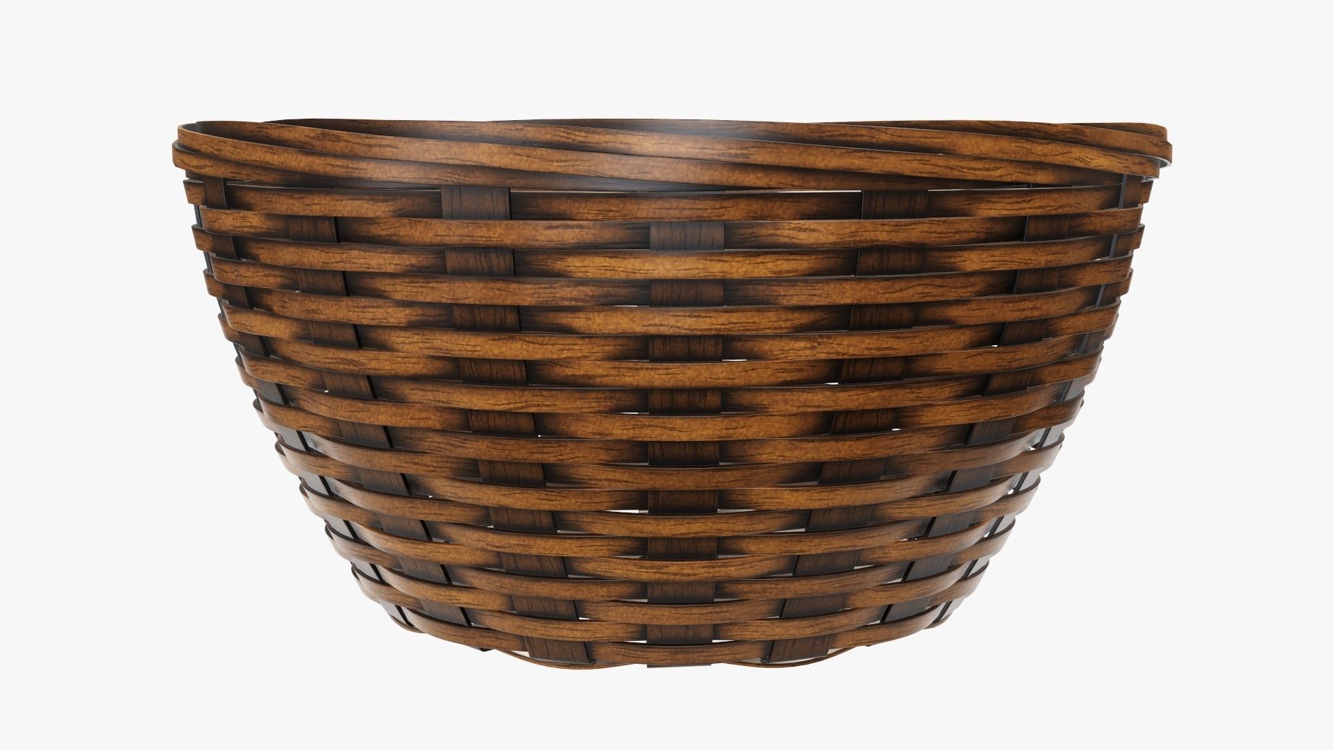 Wicker basket bowl with clipping path dark brown 3D model_1
