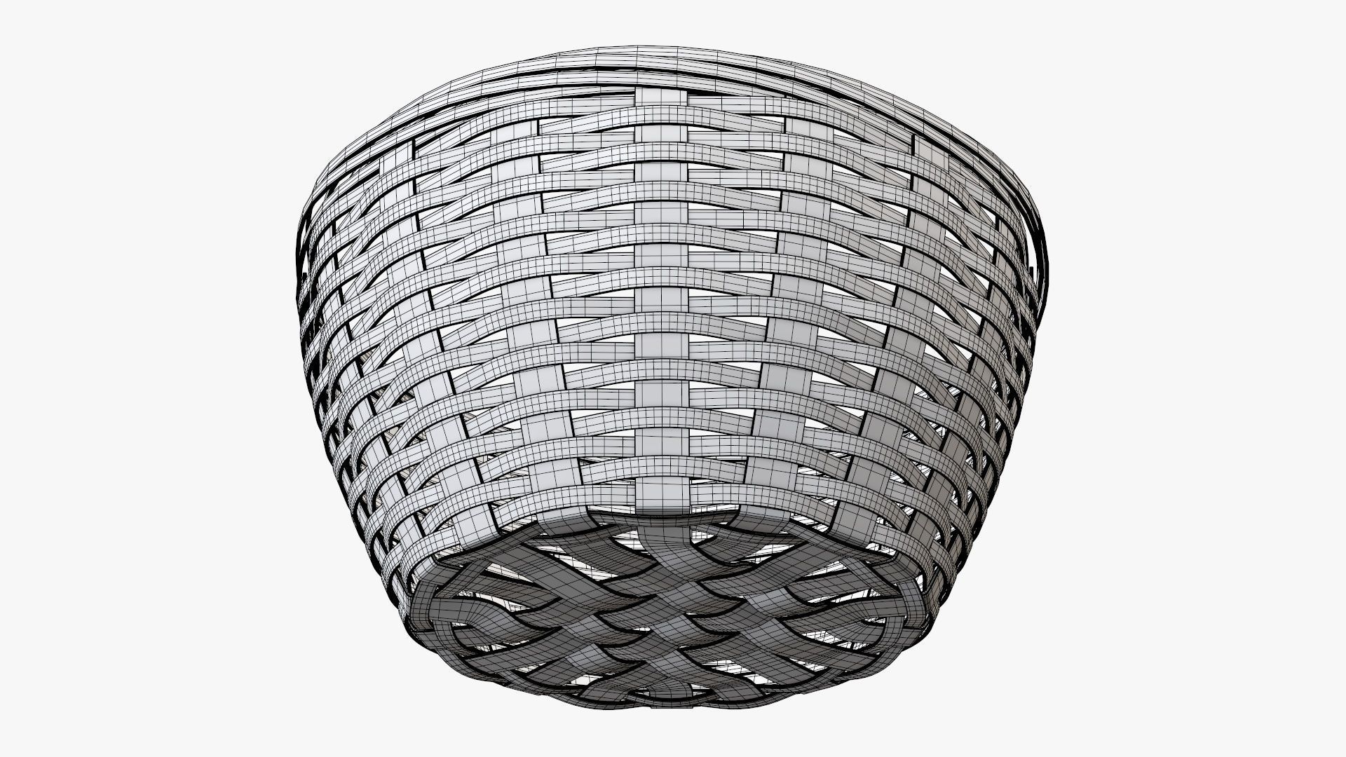 Wicker basket bowl with clipping path dark brown 3D model_9