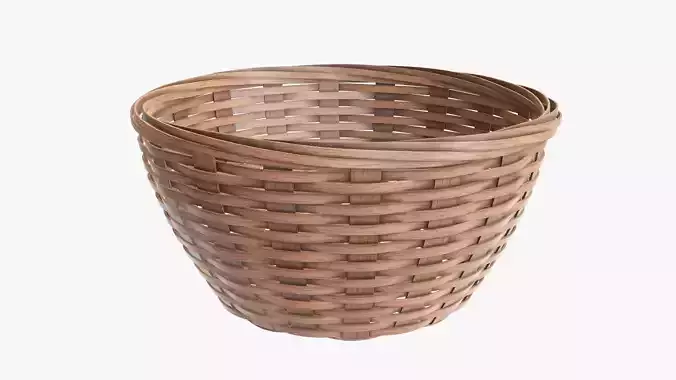 Wicker basket bowl with clipping path light brown 3D model
