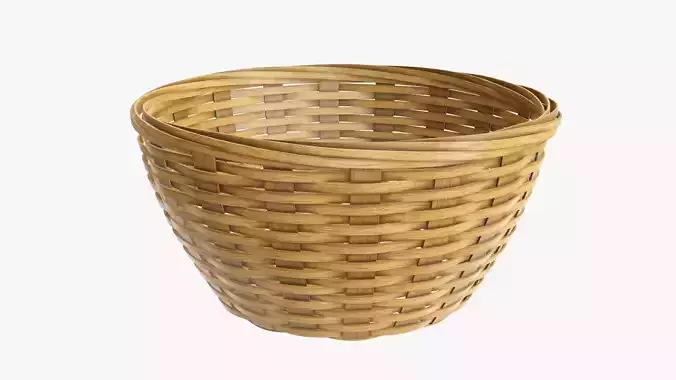 Wicker basket bowl with clipping path medium brown