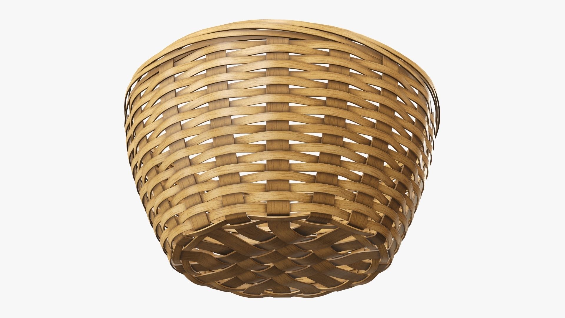 Wicker basket bowl with clipping path medium brown 3D model_4