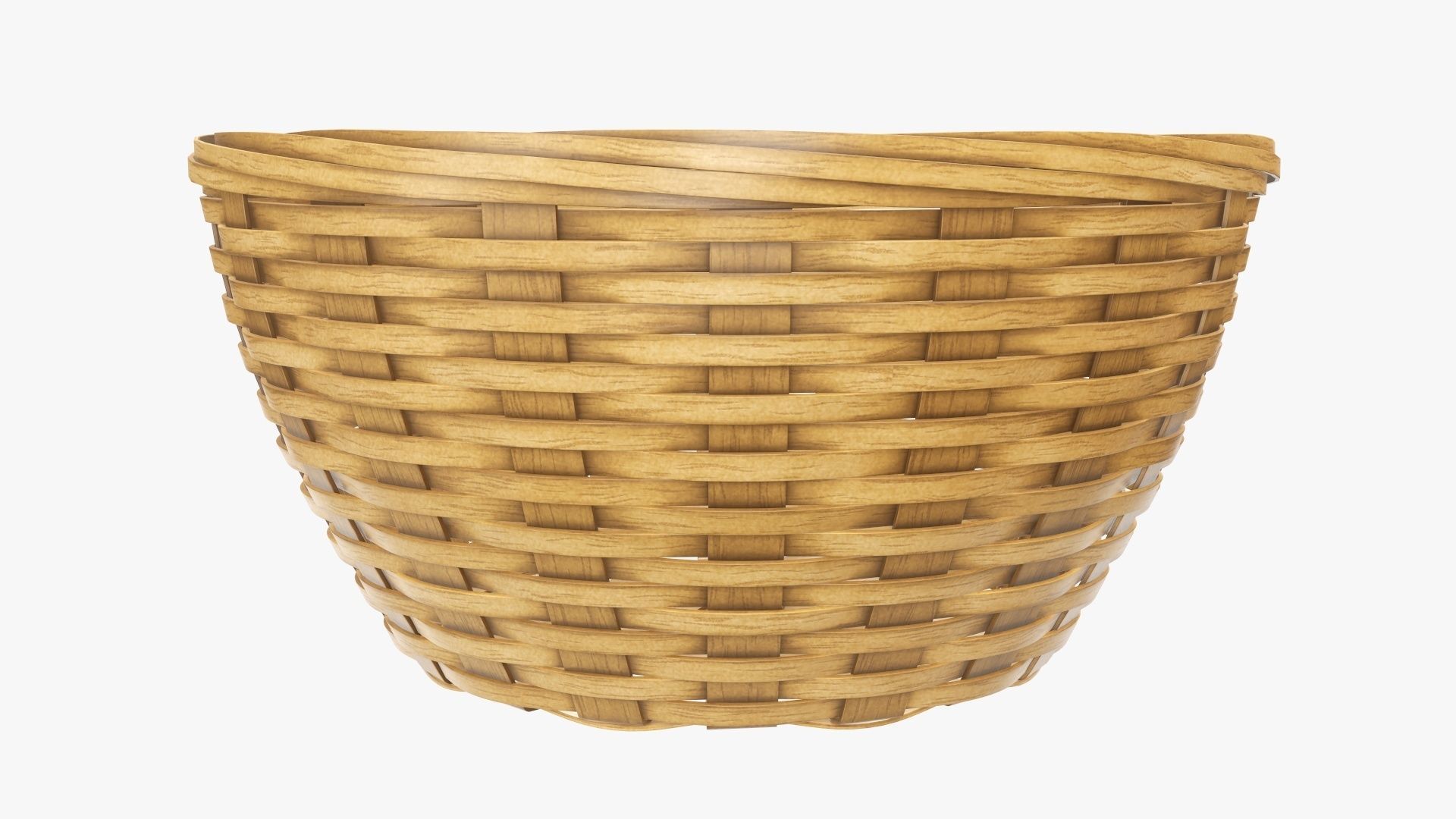 Wicker basket bowl with clipping path medium brown 3D model_1