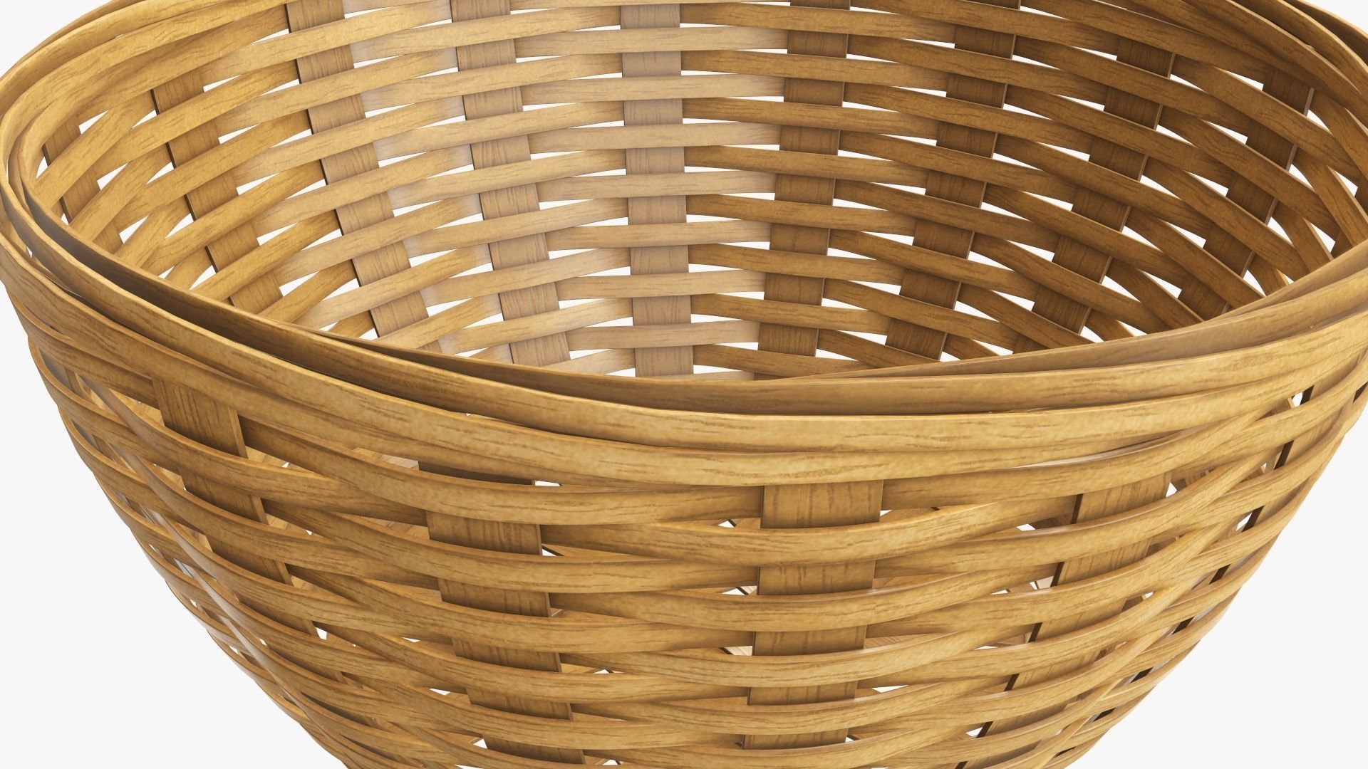 Wicker basket bowl with clipping path medium brown 3D model_3