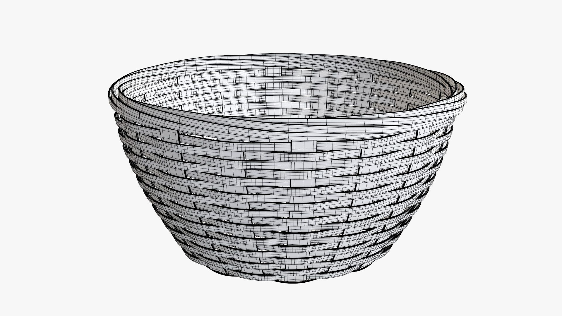 Wicker basket bowl with clipping path medium brown 3D model_5