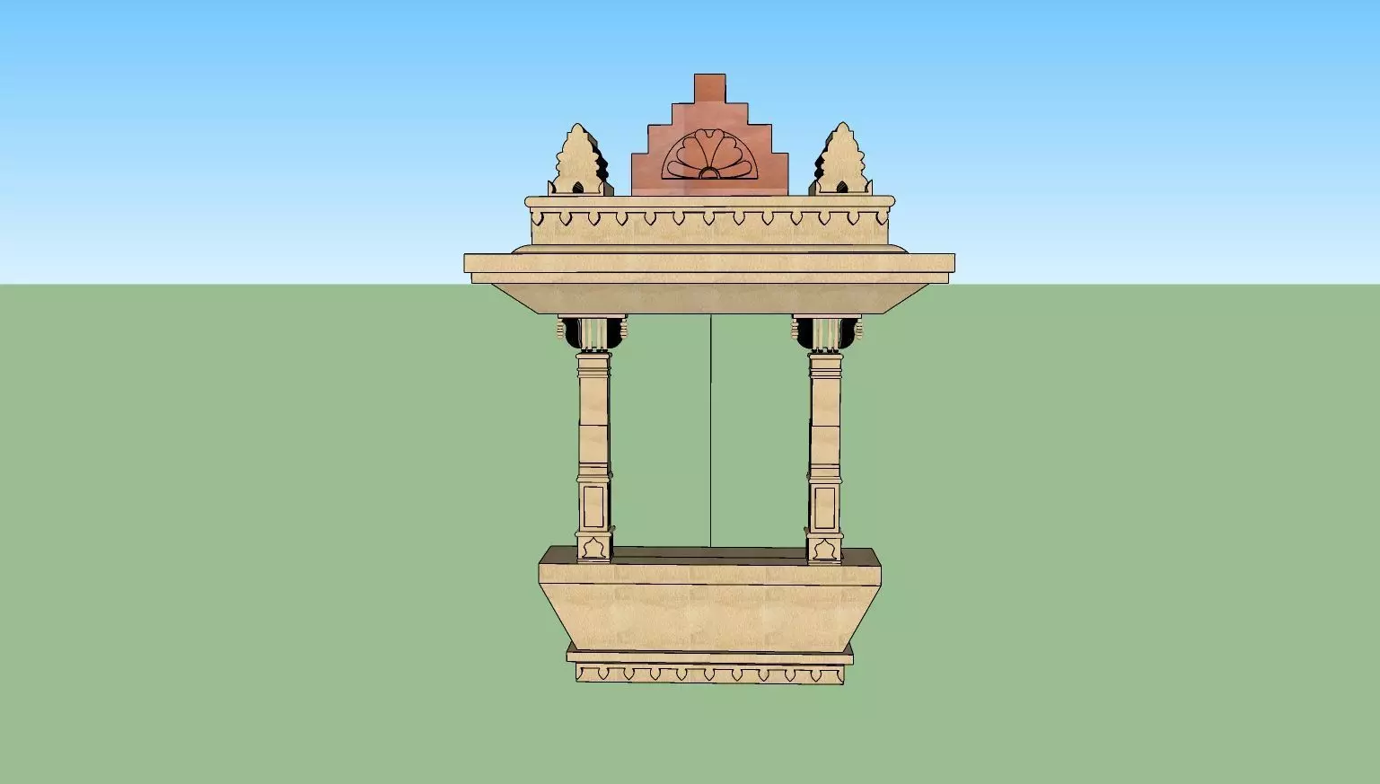 indian jodhpuri stone jharokha 3d modal  Low-poly 3D model_0