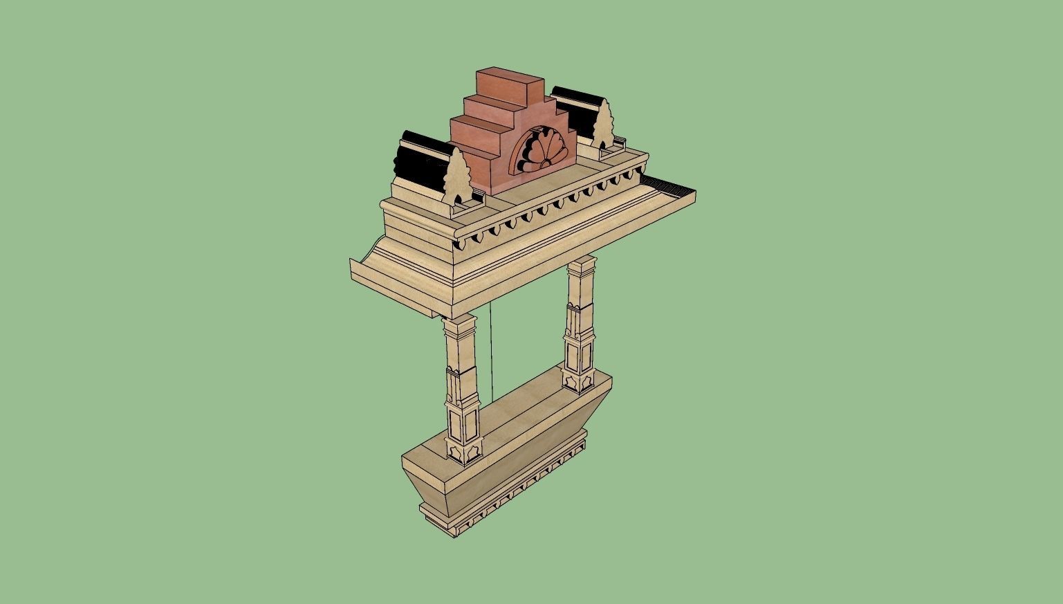 indian jodhpuri stone jharokha 3d modal  Low-poly 3D model_2