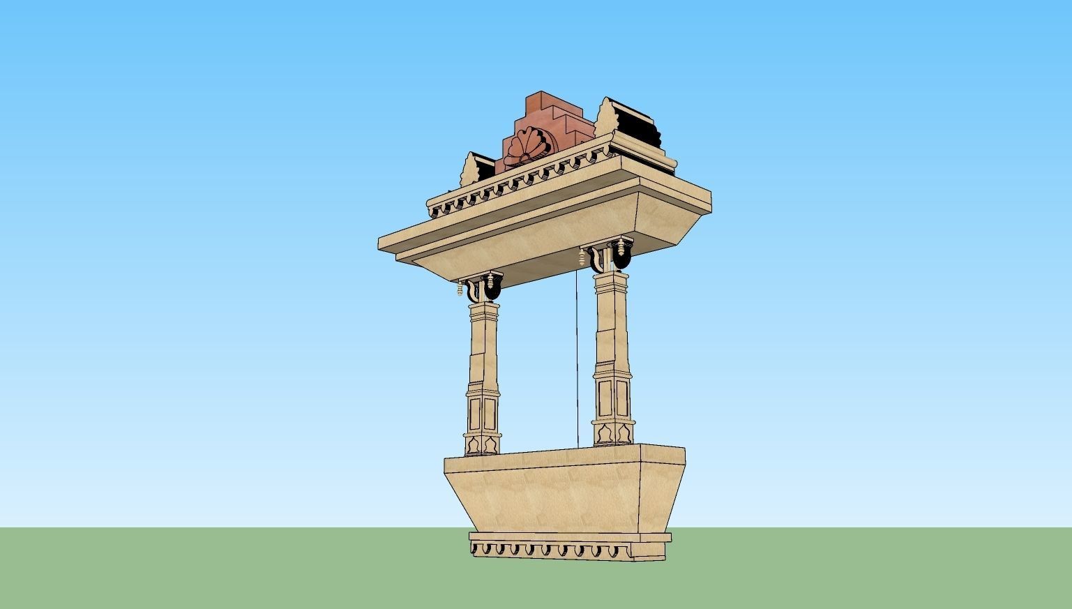 indian jodhpuri stone jharokha 3d modal  Low-poly 3D model_3