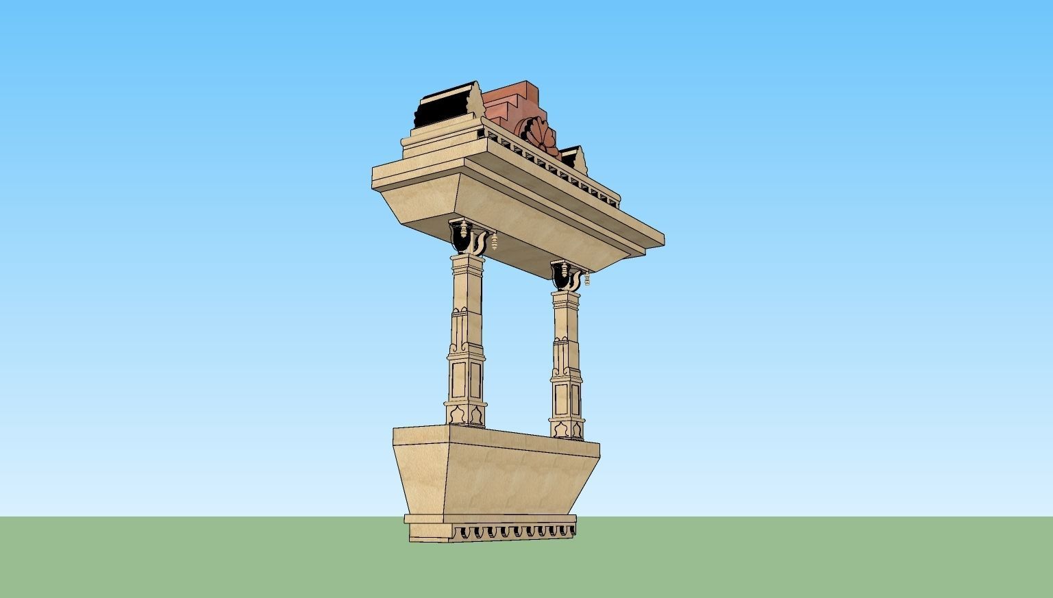 indian jodhpuri stone jharokha 3d modal  Low-poly 3D model_1