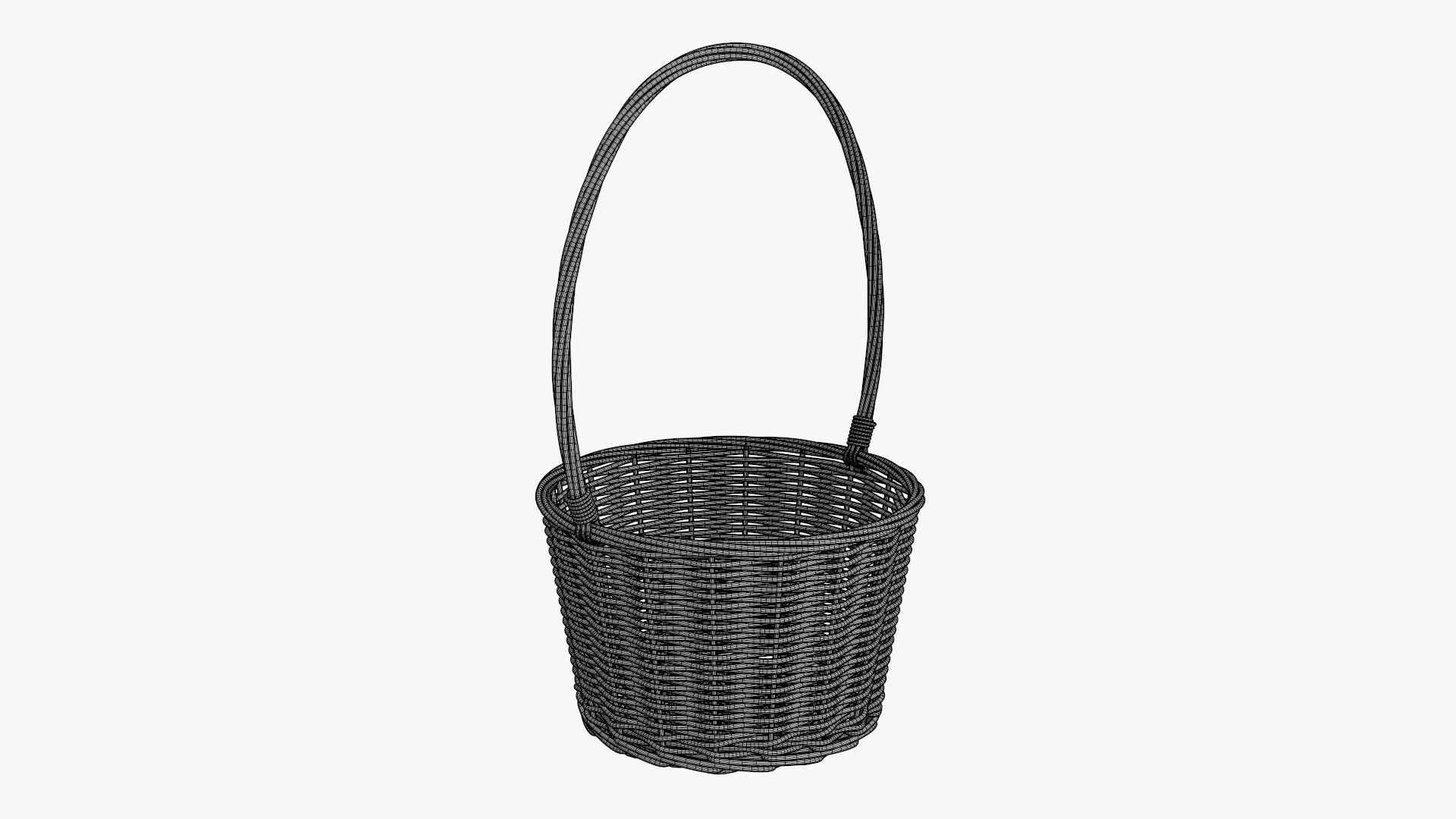 Wicker basket with long handle medium brown 3D model_5