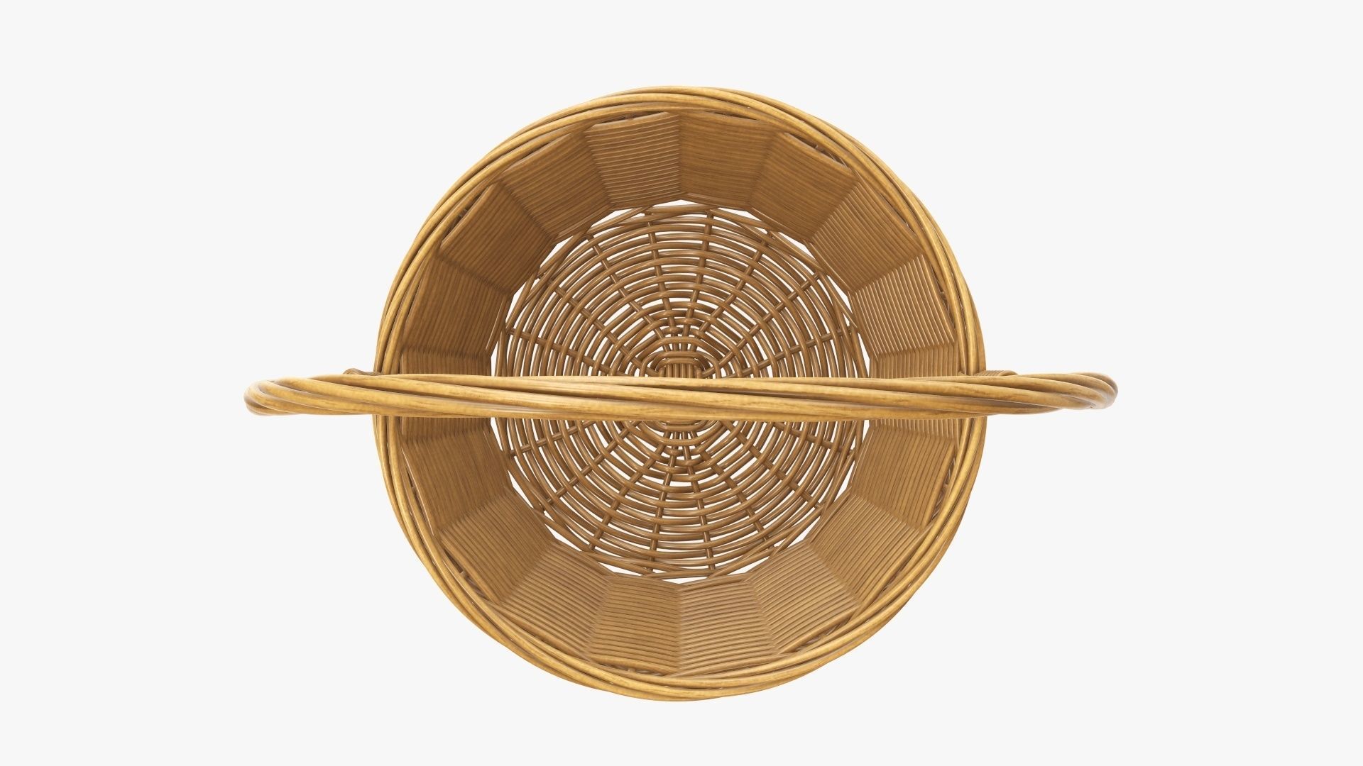 Wicker basket with long handle medium brown 3D model_2