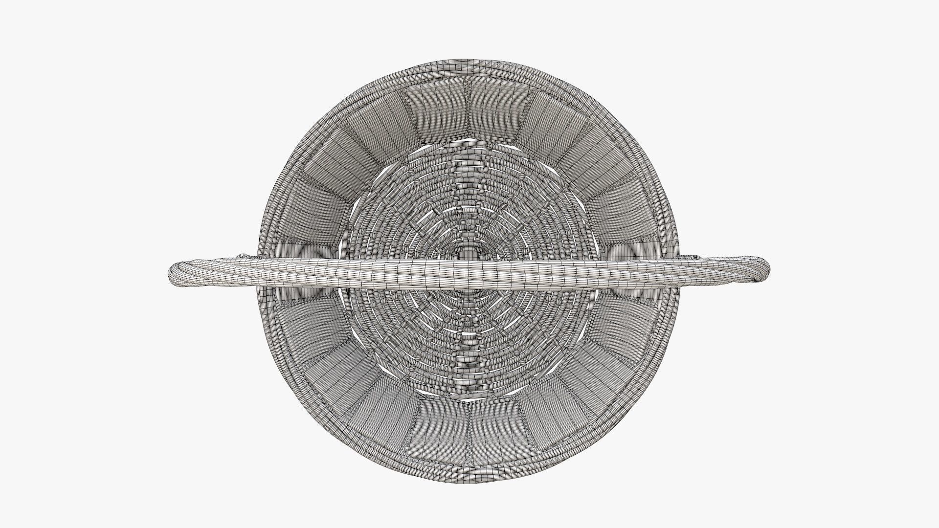 Wicker basket with long handle medium brown 3D model_7