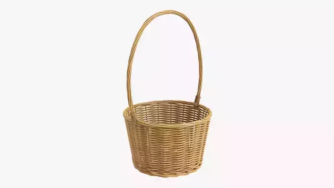 Wicker basket with long handle medium brown