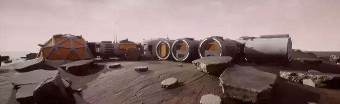 Space Mars Colony Scene 8K Textures and UnrealEngine Scene Low-poly 3D model