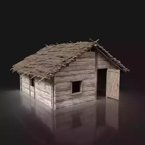 Village Wooden Thatched House Cottage Hut Cabin NextGen AAA Low-poly 3D model