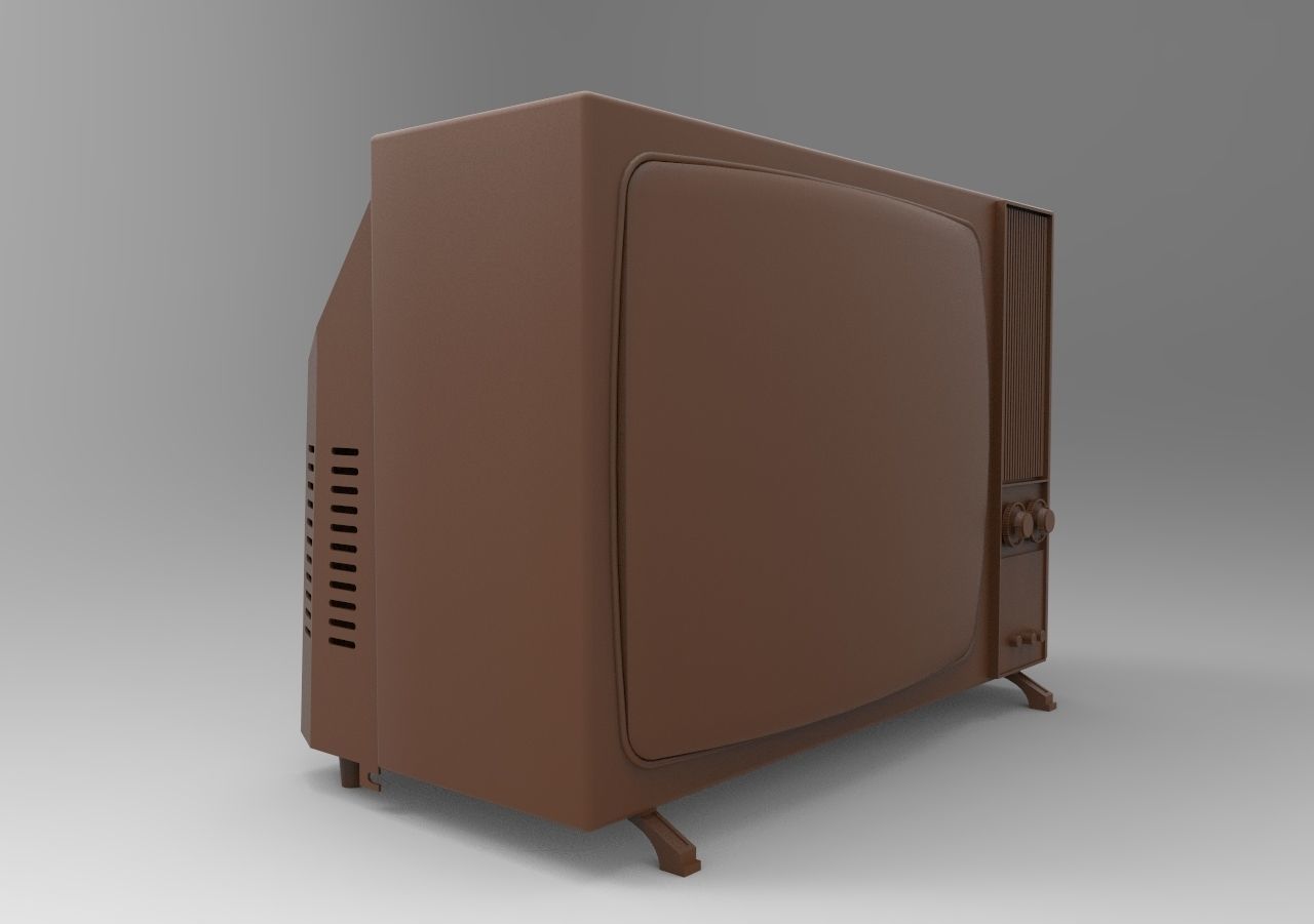 retro color TV 3D print model_2